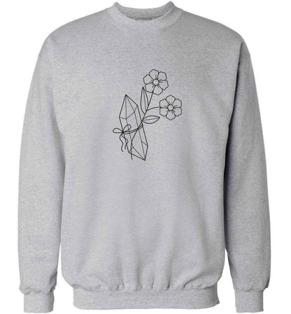 Crystal flower illustration adult's unisex grey sweater 2XL