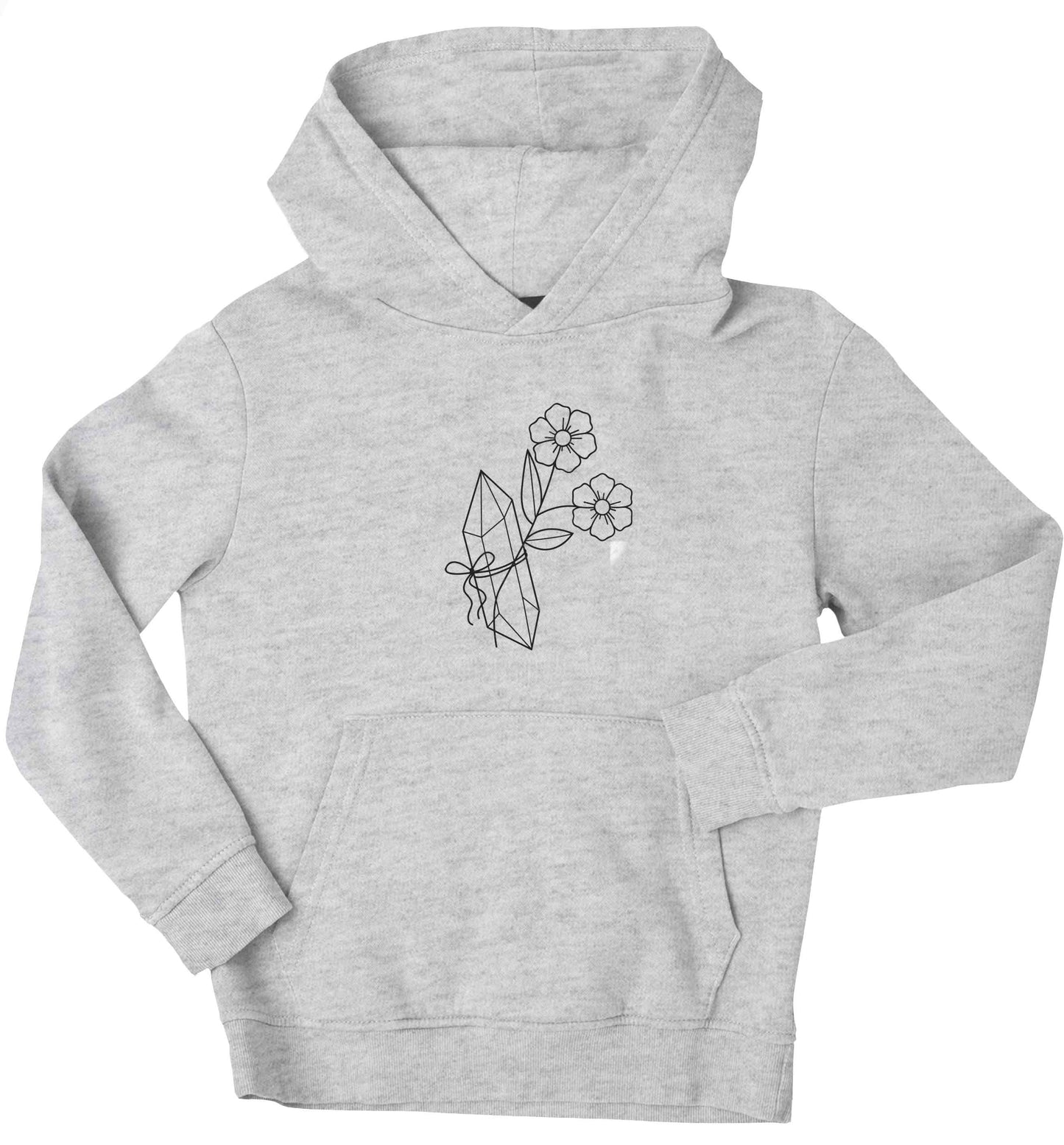 Crystal flower illustration children's grey hoodie 12-13 Years