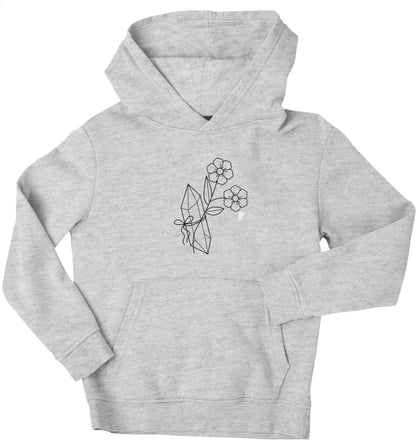 Crystal flower illustration children's grey hoodie 12-13 Years