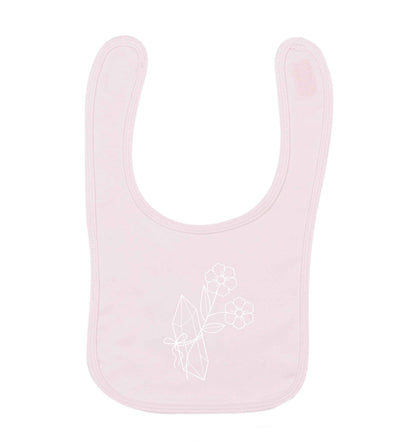 Crystal flower illustration pale pink baby bib