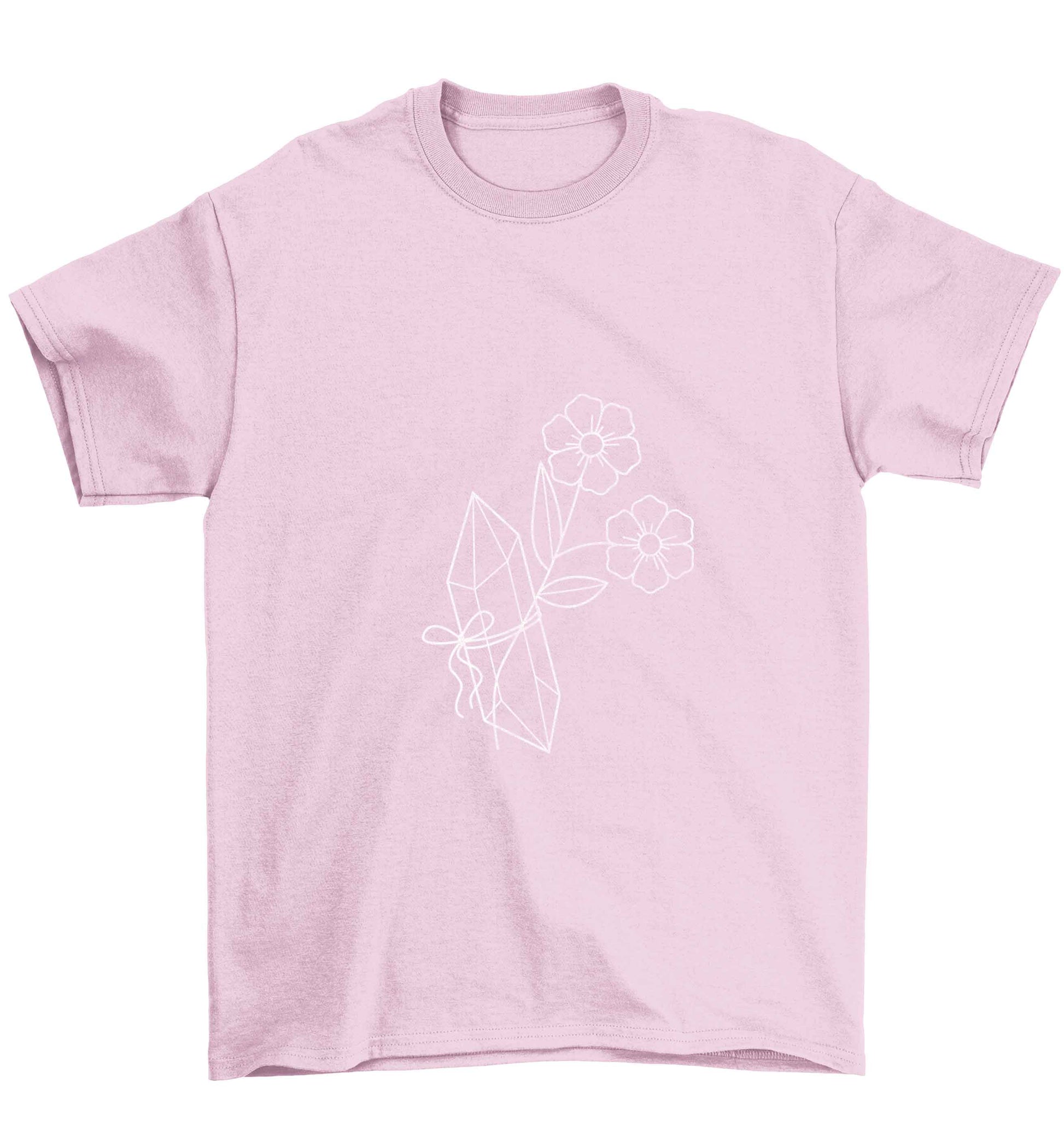 Crystal flower illustration Children's light pink Tshirt 12-13 Years