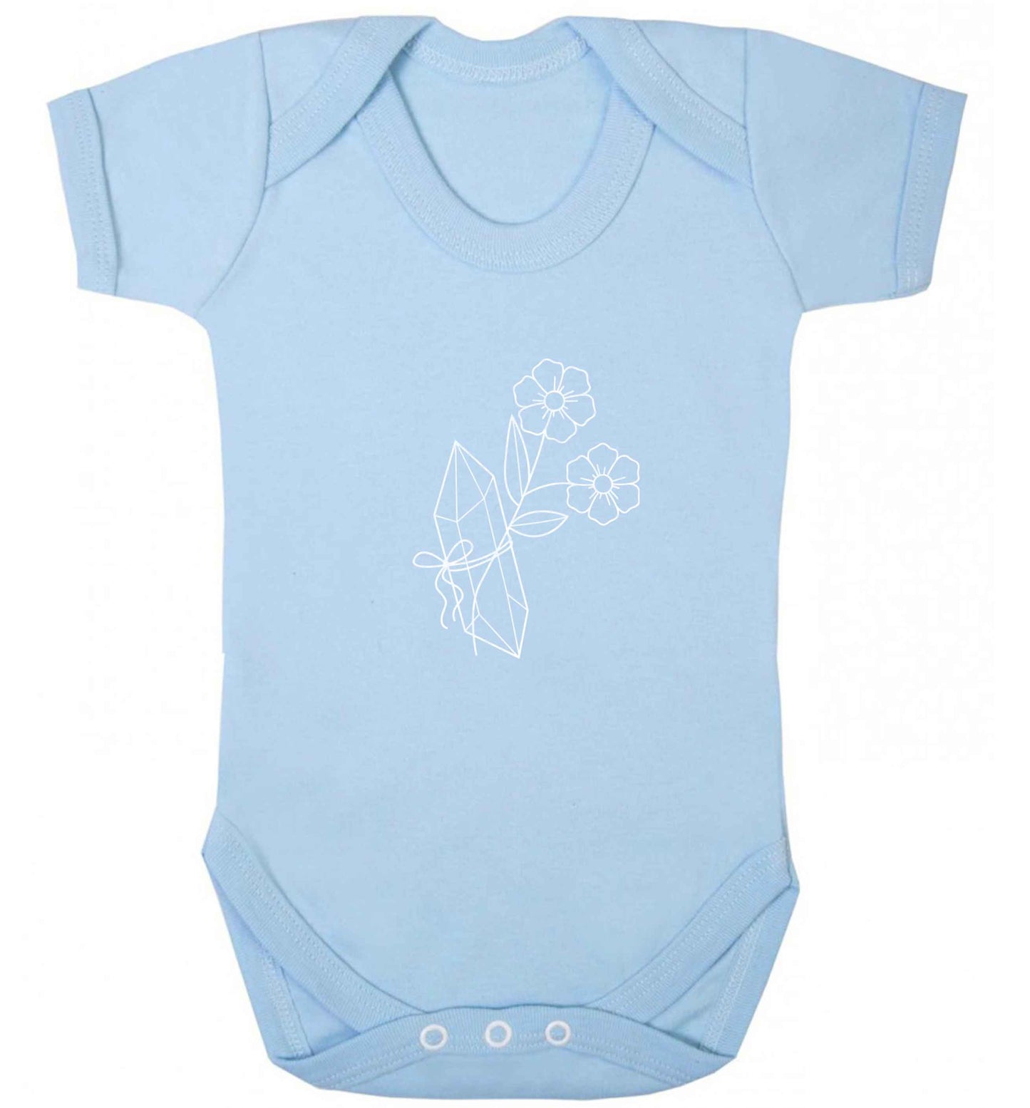 Crystal flower illustration baby vest pale blue 18-24 months