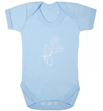 Crystal flower illustration baby vest pale blue 18-24 months