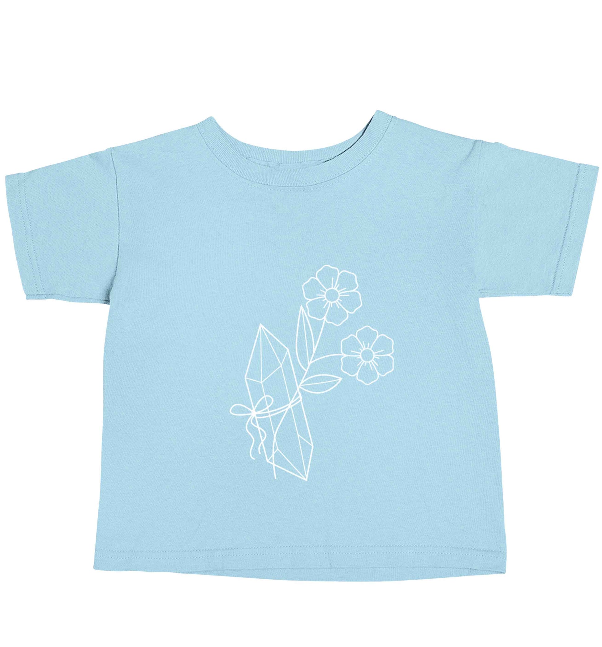 Crystal flower illustration light blue baby toddler Tshirt 2 Years