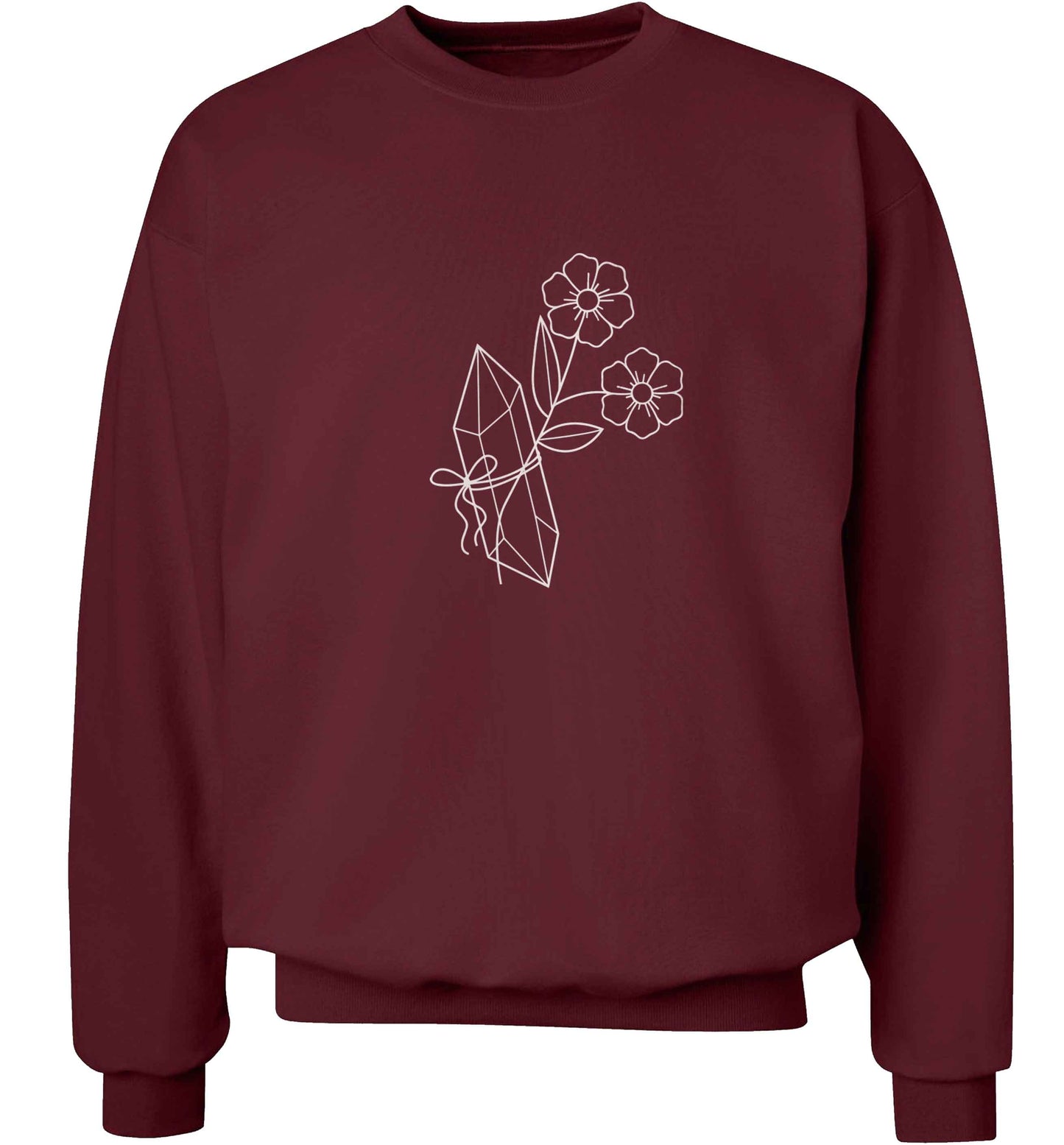 Crystal flower illustration adult's unisex maroon sweater 2XL