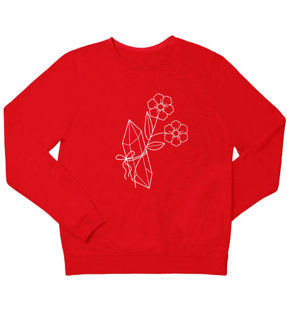 Crystal flower illustration children's grey sweater 12-13 Years