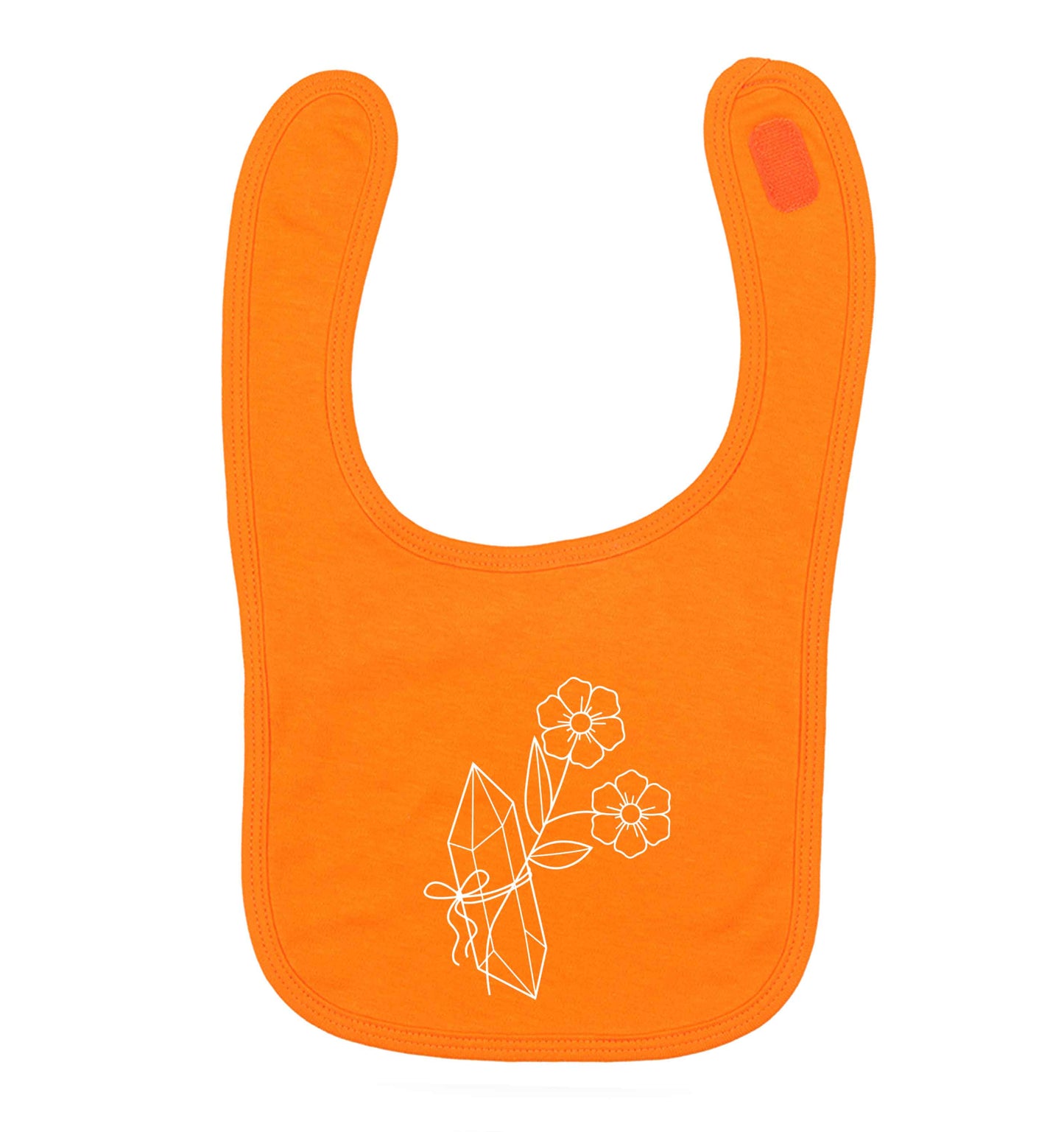 Crystal flower illustration orange baby bib