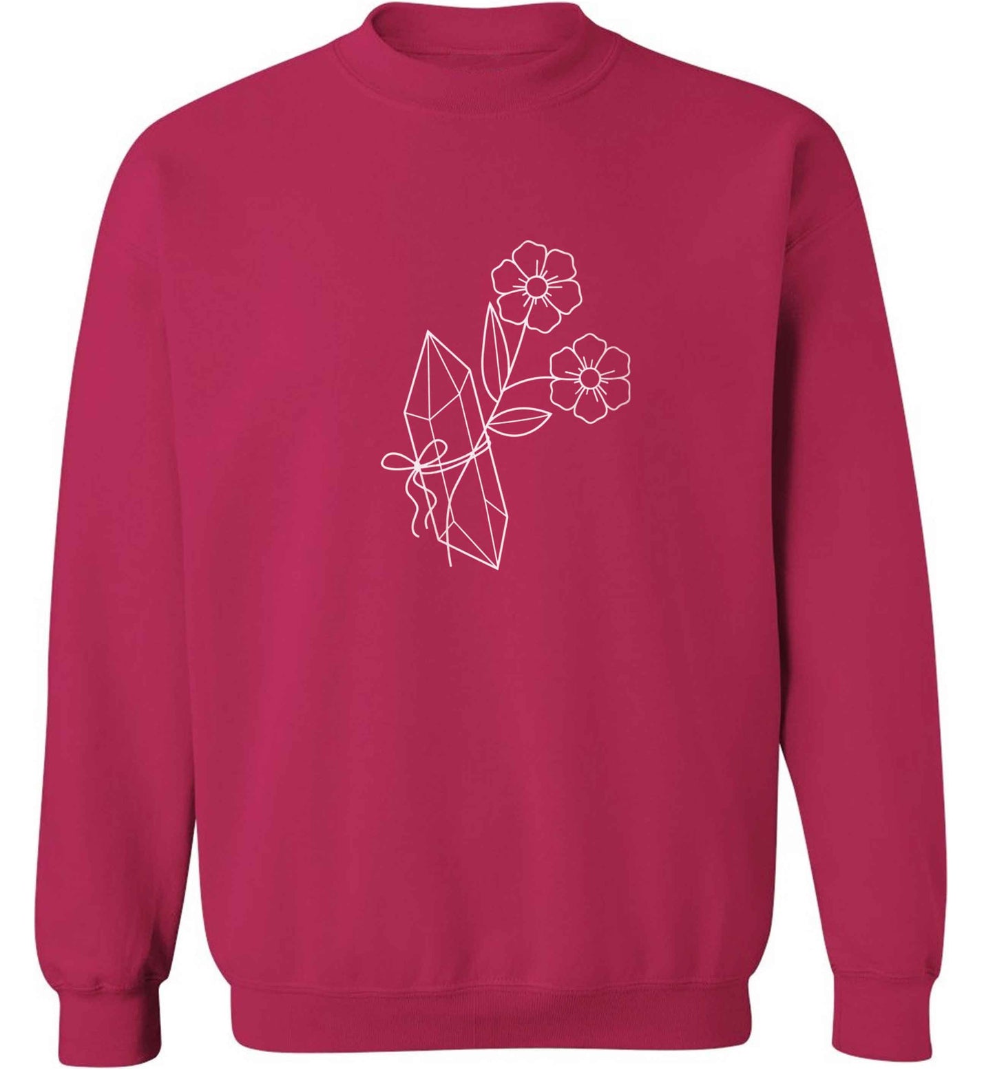 Crystal flower illustration adult's unisex pink sweater 2XL