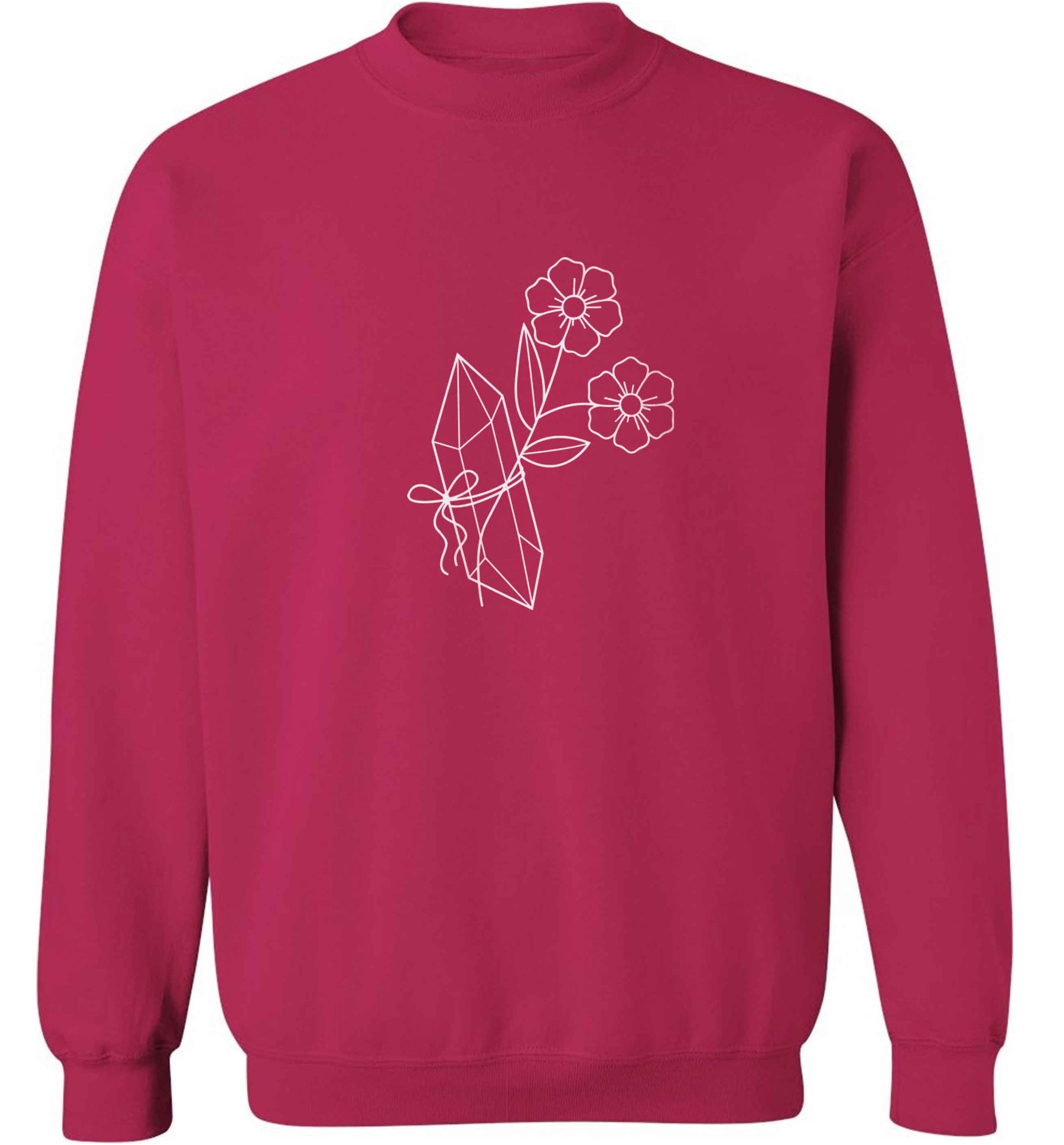 Crystal flower illustration adult's unisex pink sweater 2XL