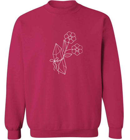 Crystal flower illustration adult's unisex pink sweater 2XL