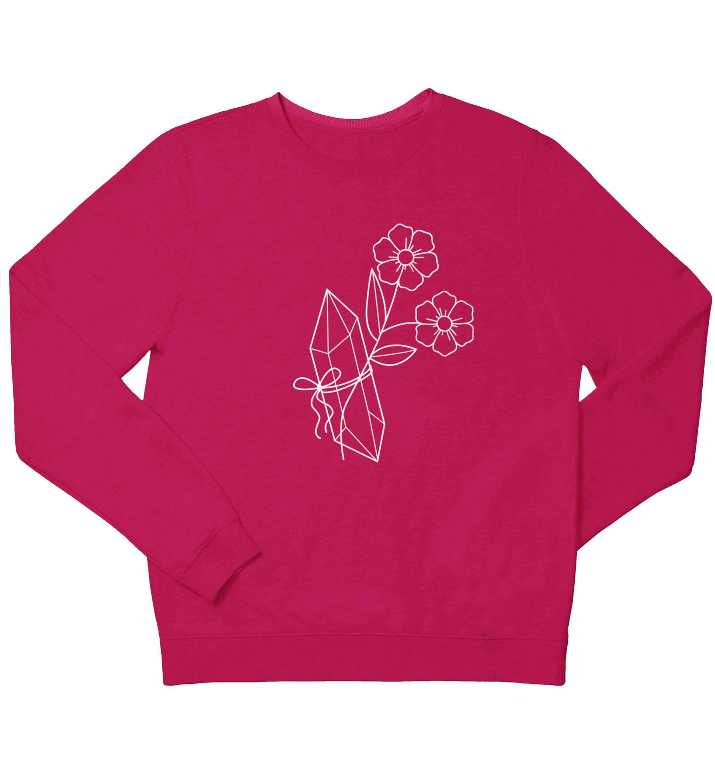 Crystal flower illustration children's pink sweater 12-13 Years