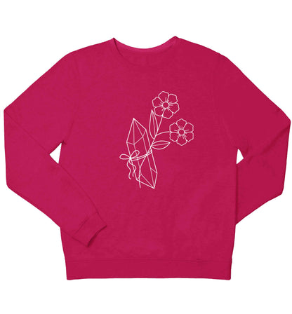 Crystal flower illustration children's pink sweater 12-13 Years
