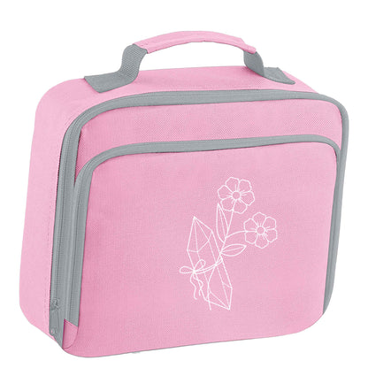 Crystal flower illustration insulated pink lunch bag cooler