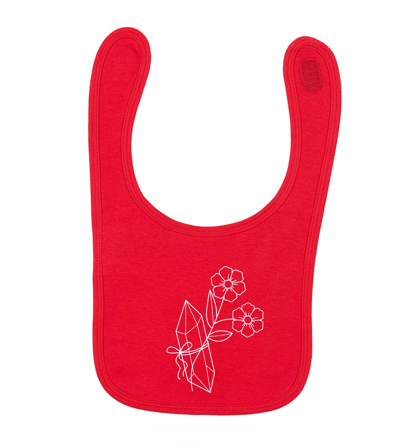 Crystal flower illustration red baby bib