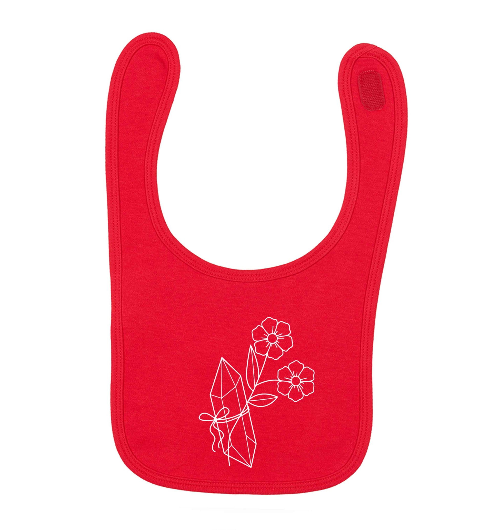 Crystal flower illustration red baby bib