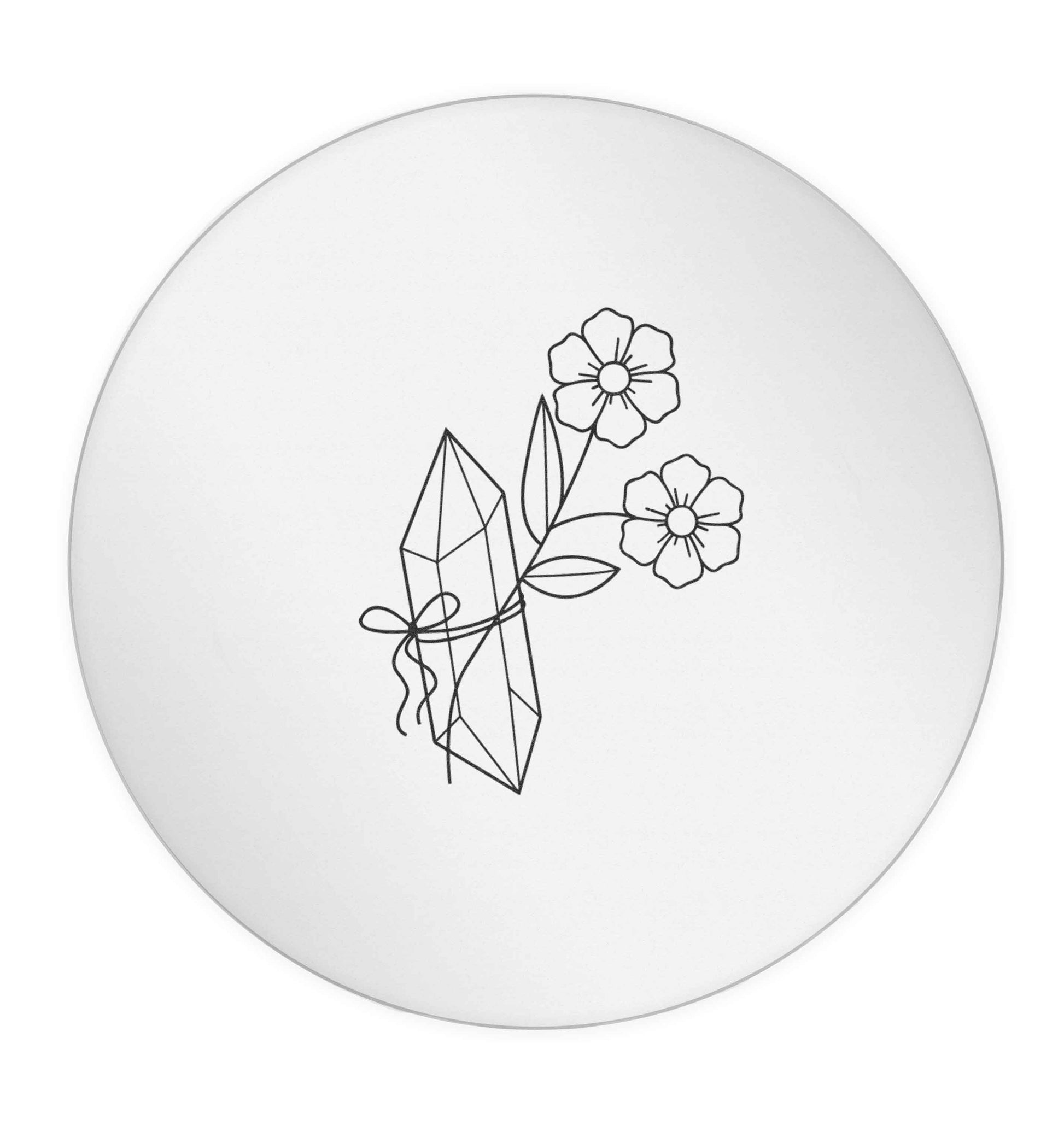 Crystal flower illustration 24 @ 45mm matt circle stickers