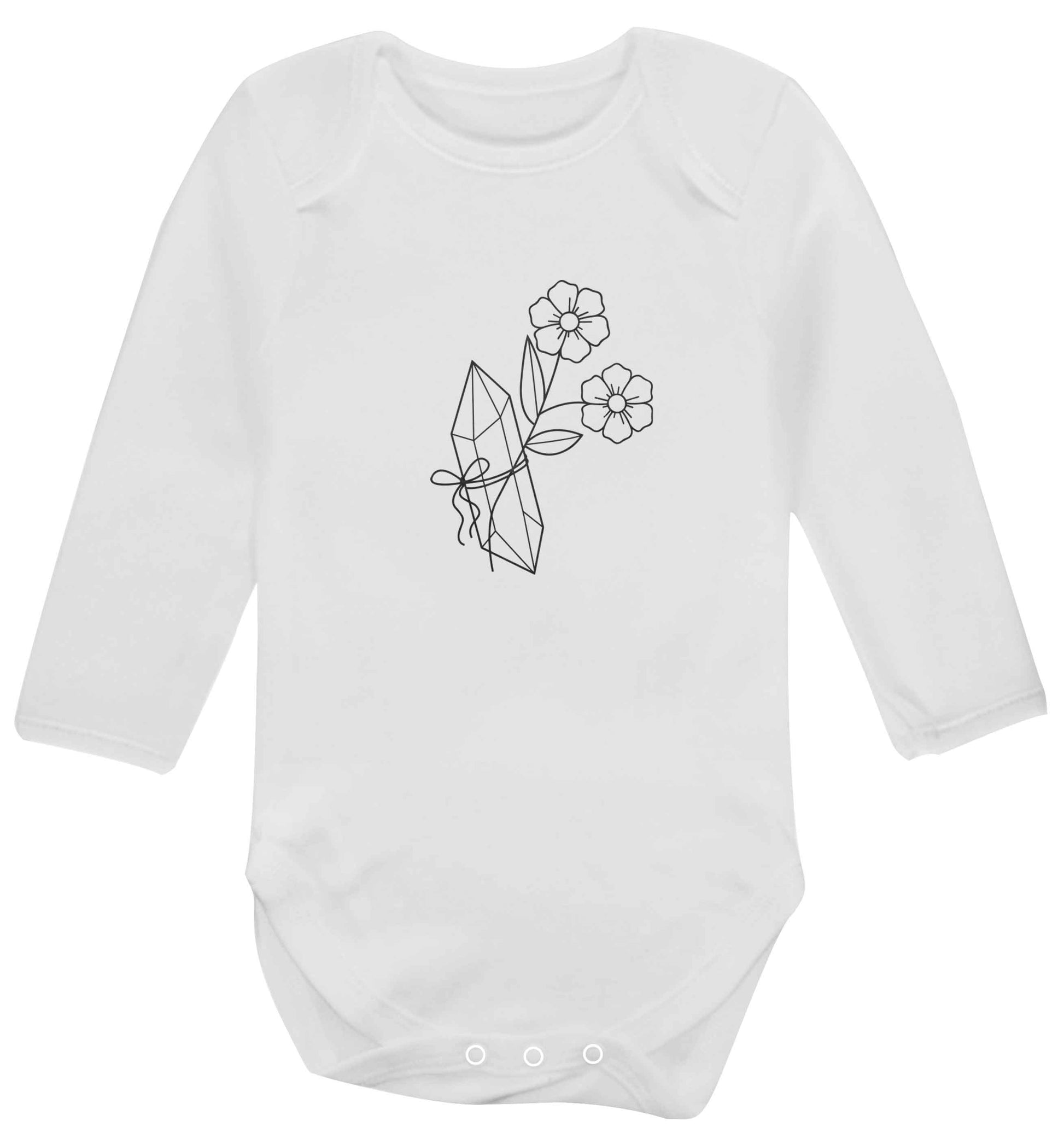 Crystal flower illustration baby vest long sleeved white 6-12 months