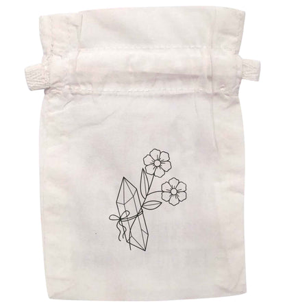 Crystal flower illustration | XS - L | Pouch / Drawstring bag / Sack | Organic Cotton | Bulk discounts available!