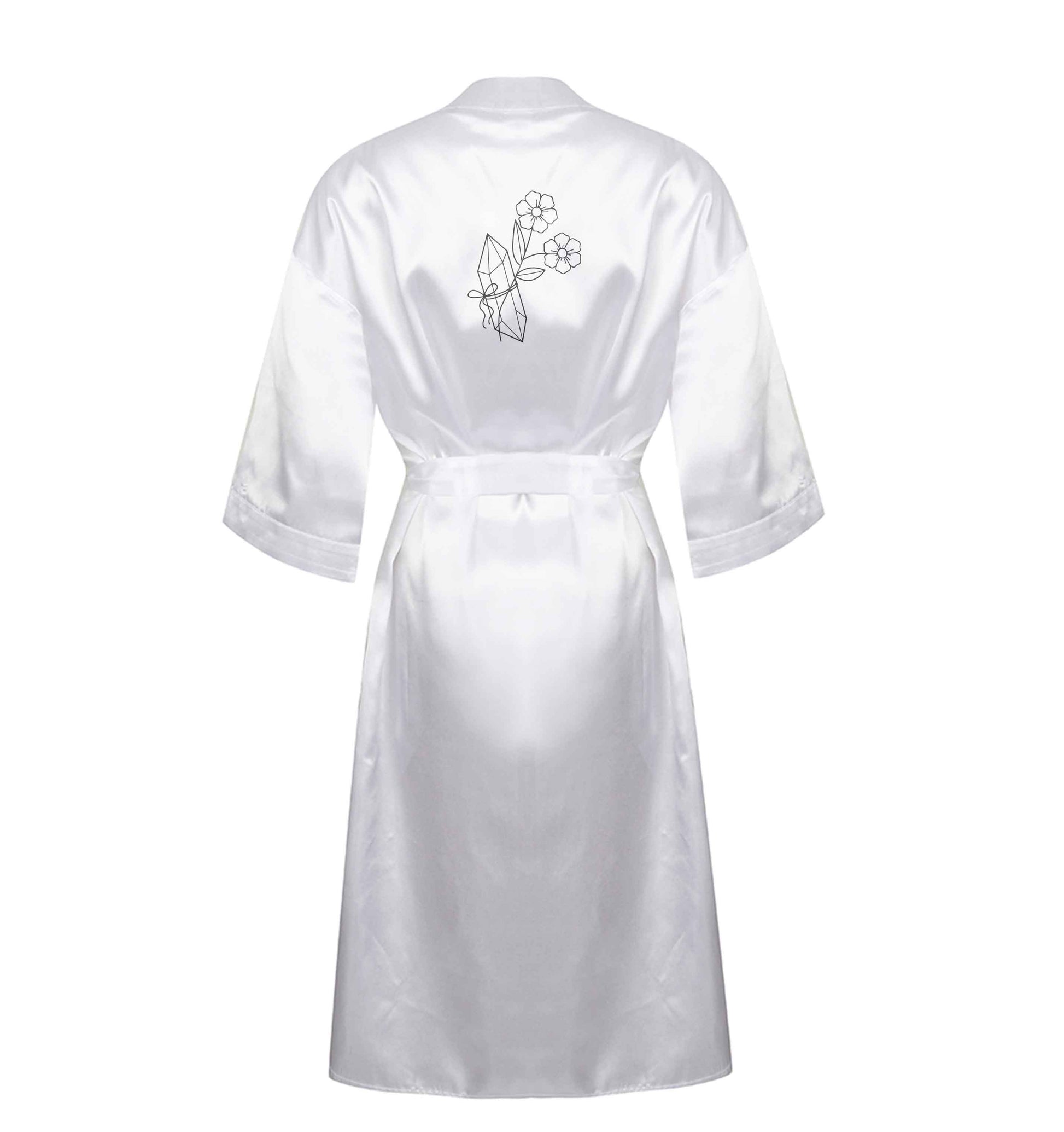 Crystal flower illustration XL/XXL white ladies dressing gown size 16/18