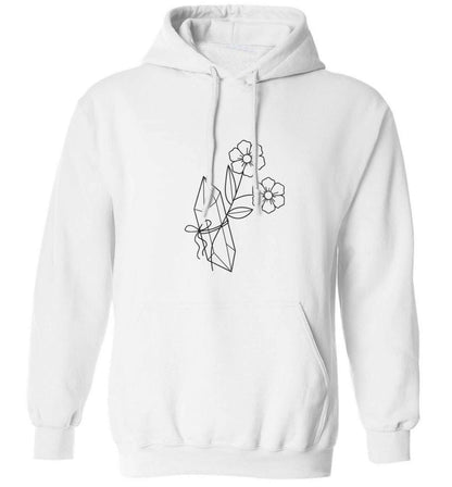 Crystal flower illustration adults unisex white hoodie 2XL