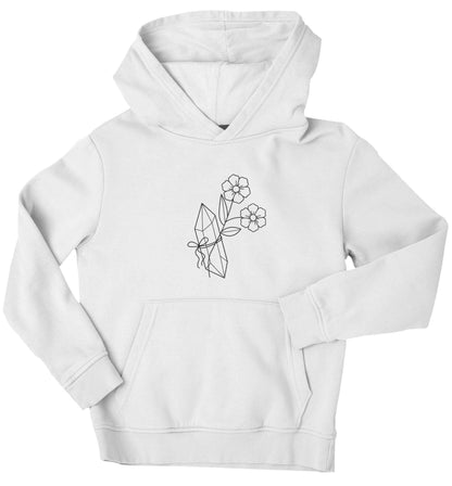 Crystal flower illustration children's white hoodie 12-13 Years