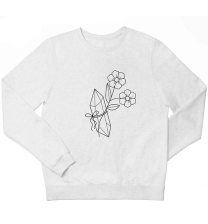 Crystal flower illustration children's white sweater 12-13 Years