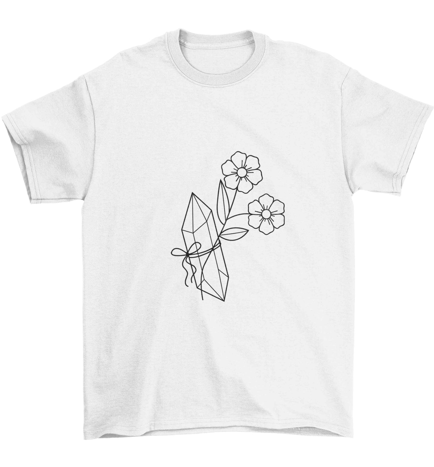 Crystal flower illustration Children's white Tshirt 12-13 Years
