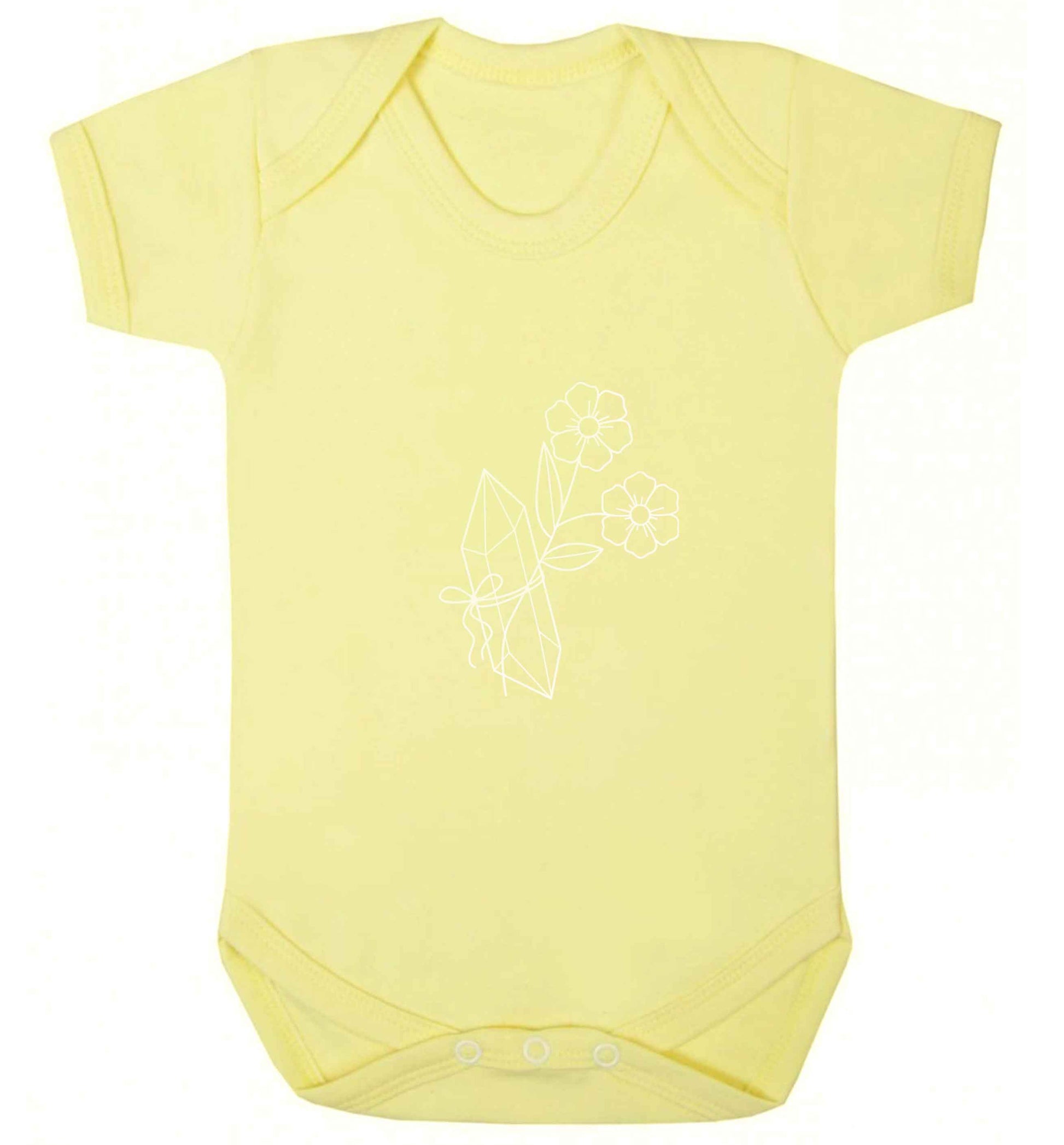 Crystal flower illustration baby vest pale yellow 18-24 months