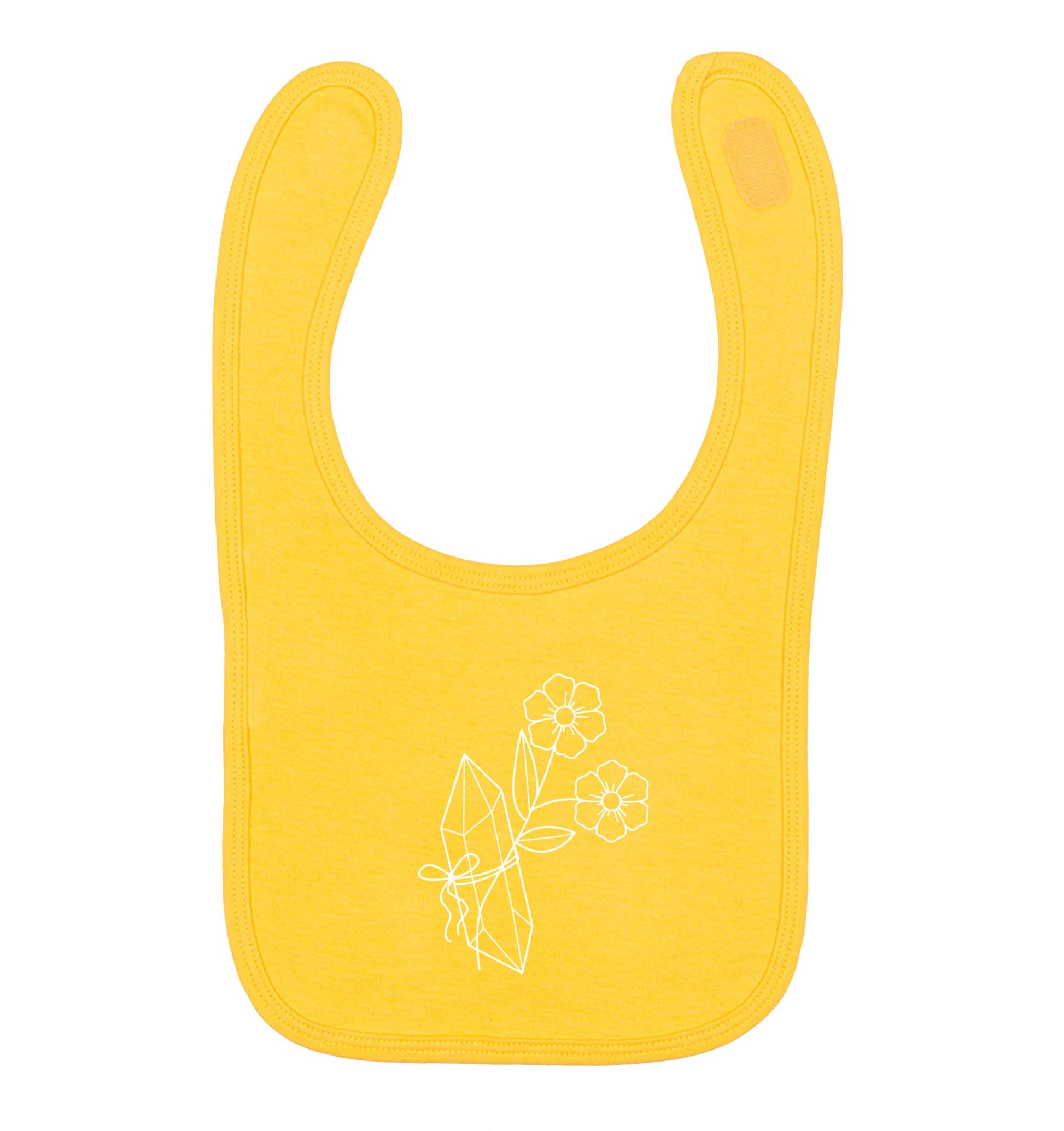 Crystal flower illustration yellow baby bib