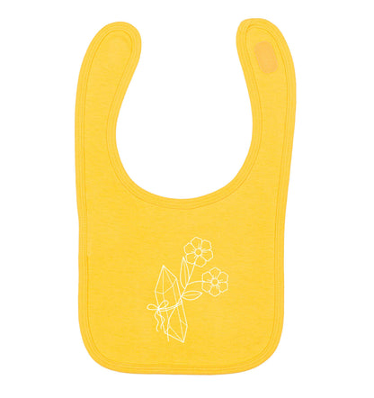 Crystal flower illustration yellow baby bib