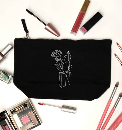 Rose crystal black makeup bag