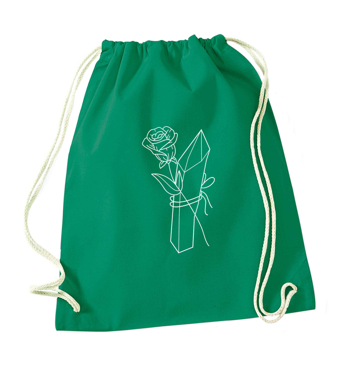 Rose crystal green drawstring bag