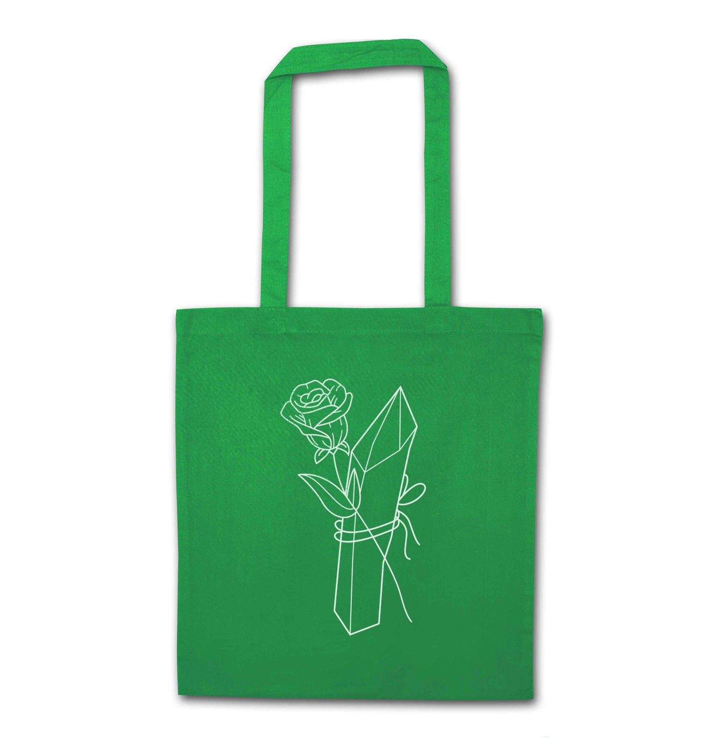 Rose crystal green tote bag