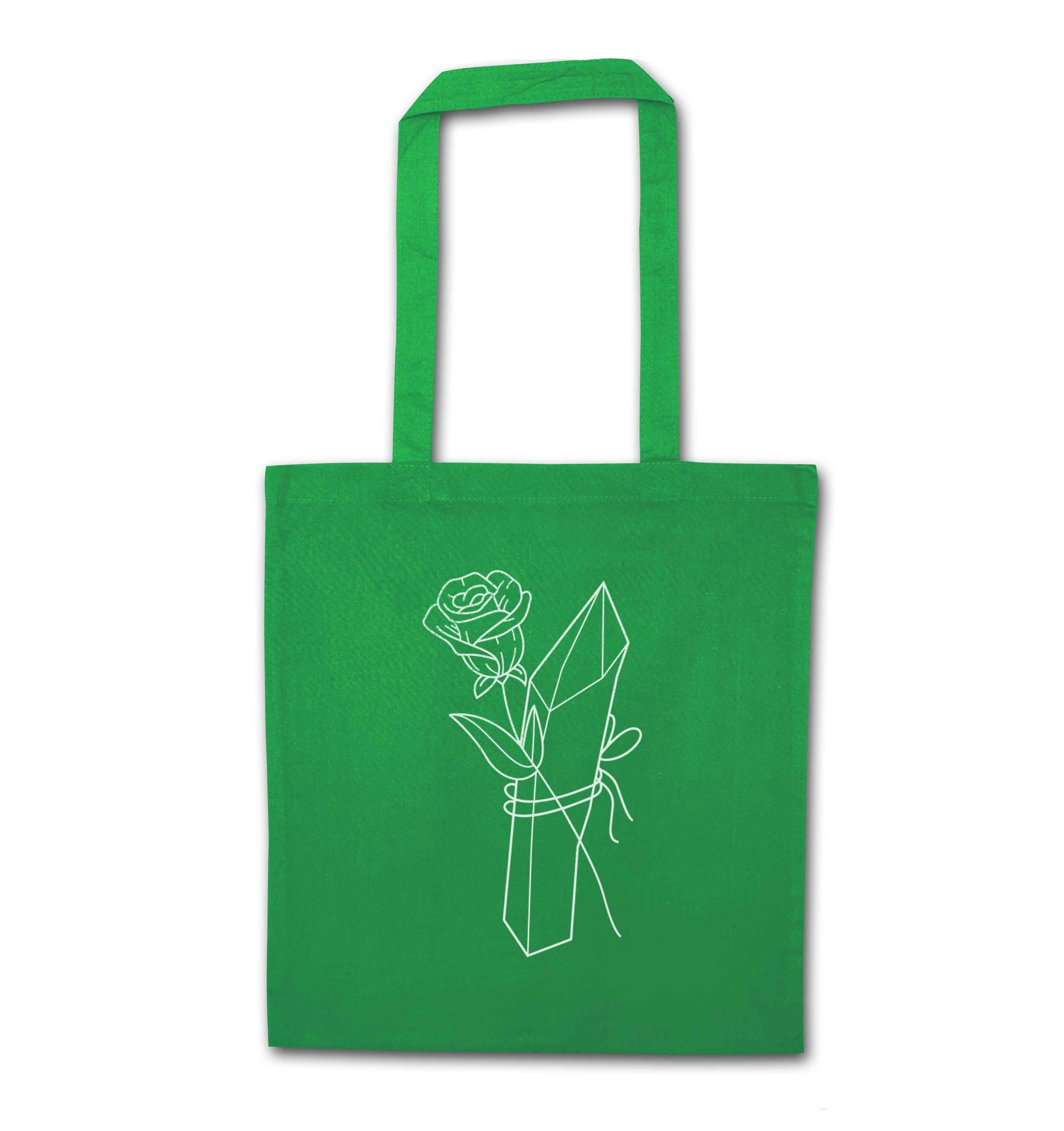 Rose crystal green tote bag