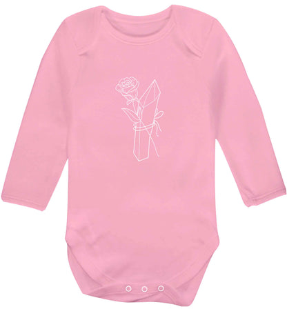 Rose crystal baby vest long sleeved pale pink 6-12 months