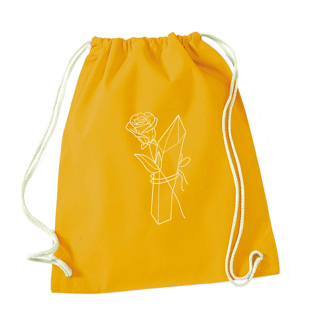 Rose crystal mustard drawstring bag