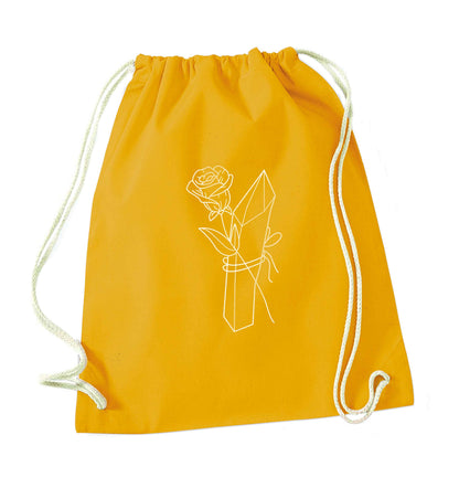 Rose crystal mustard drawstring bag