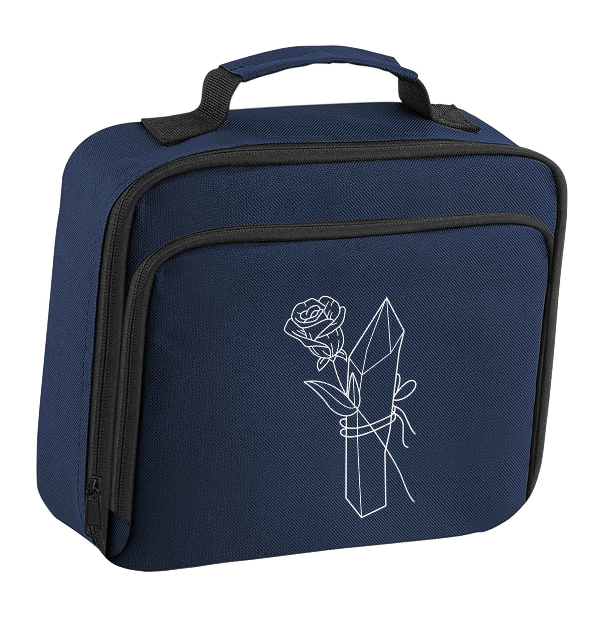 Rose crystal insulated navy lunch bag cooler