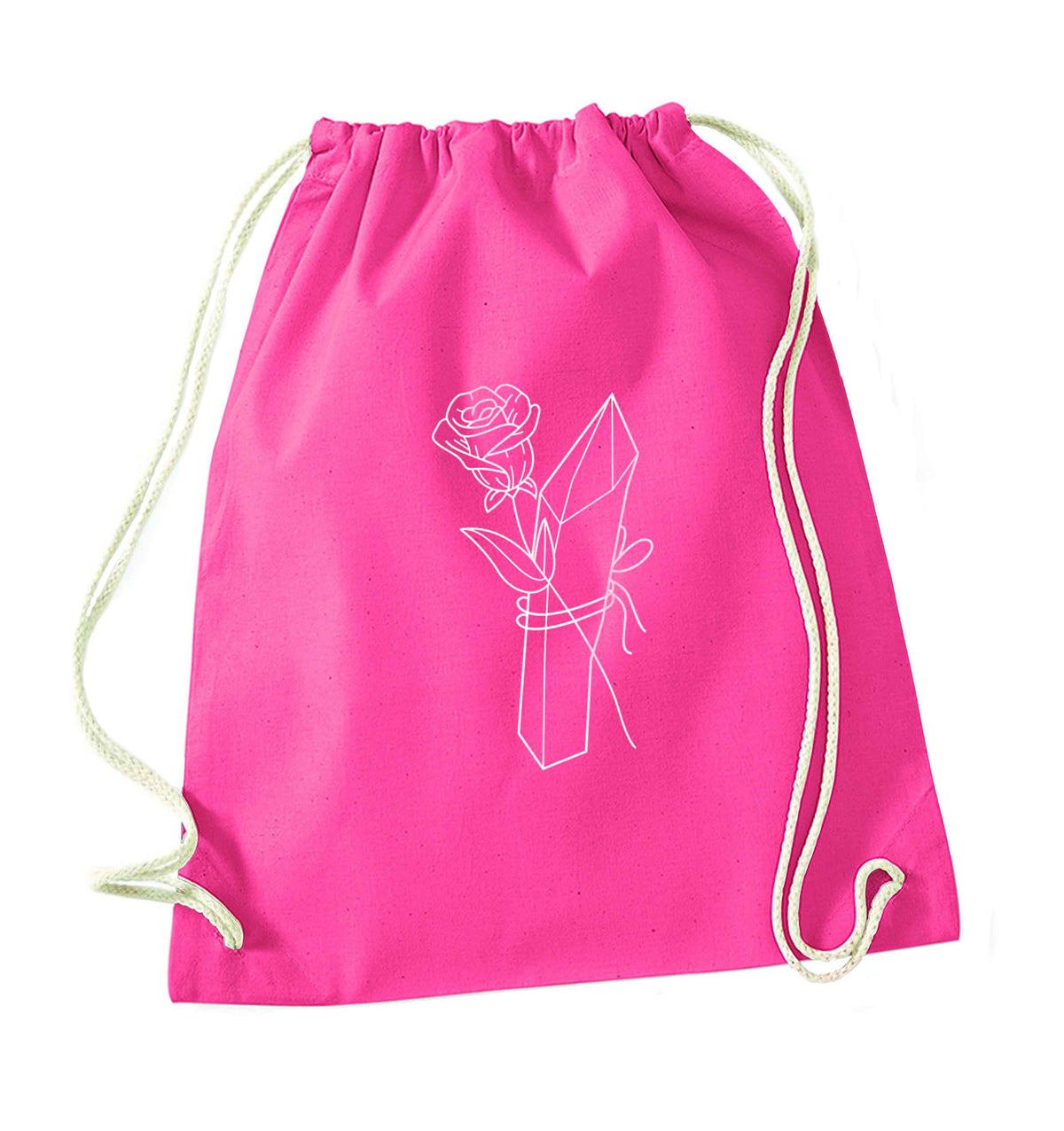 Rose crystal pink drawstring bag