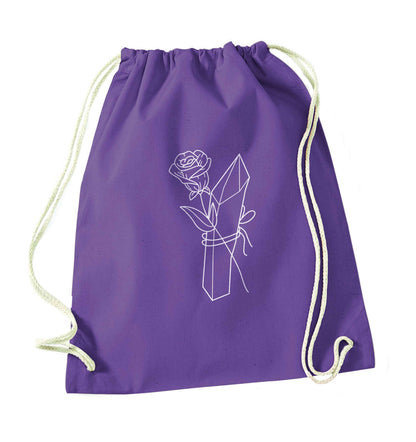 Rose crystal purple drawstring bag