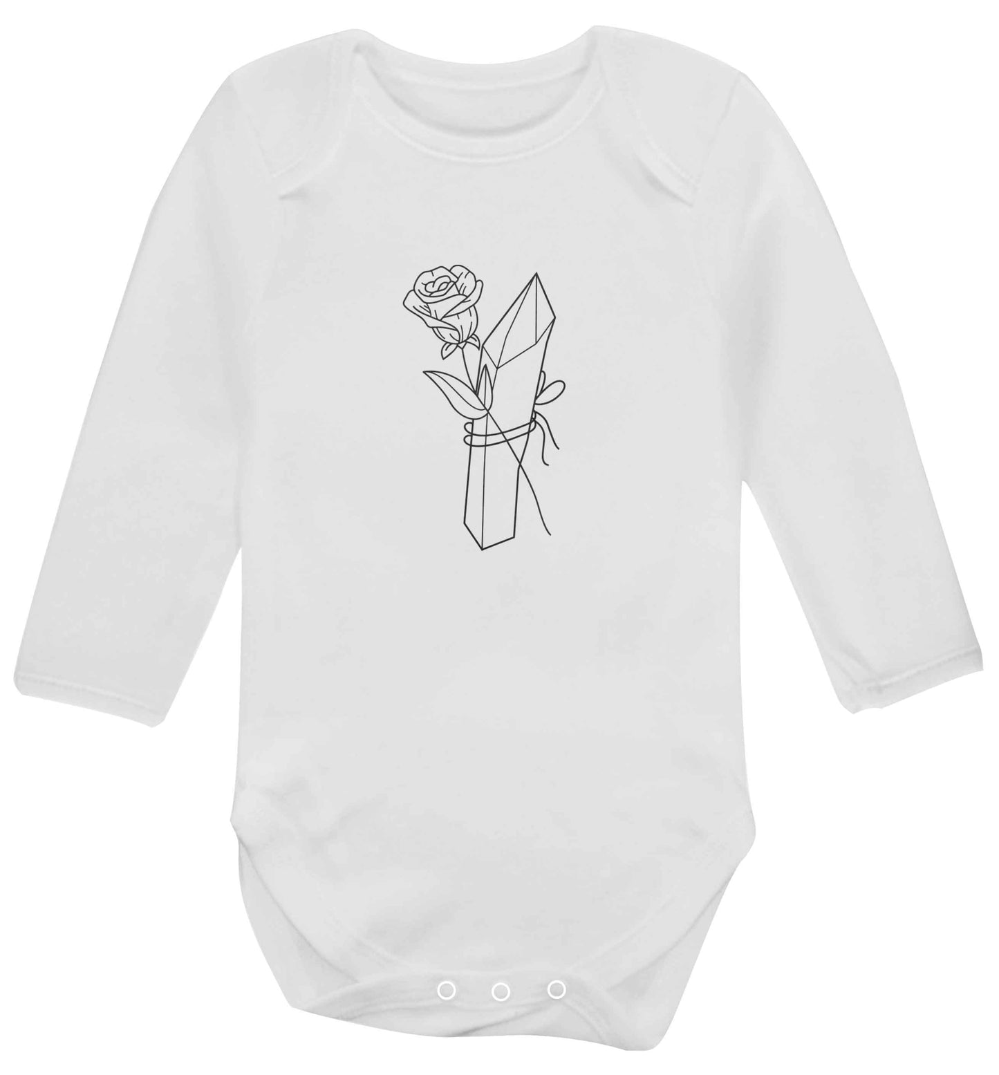 Rose crystal baby vest long sleeved white 6-12 months