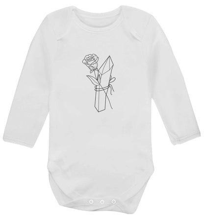 Rose crystal baby vest long sleeved white 6-12 months