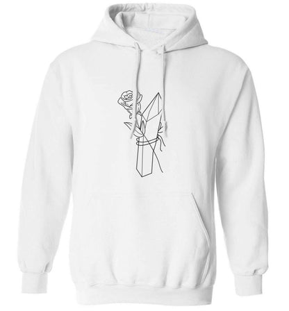 Rose crystal adults unisex white hoodie 2XL