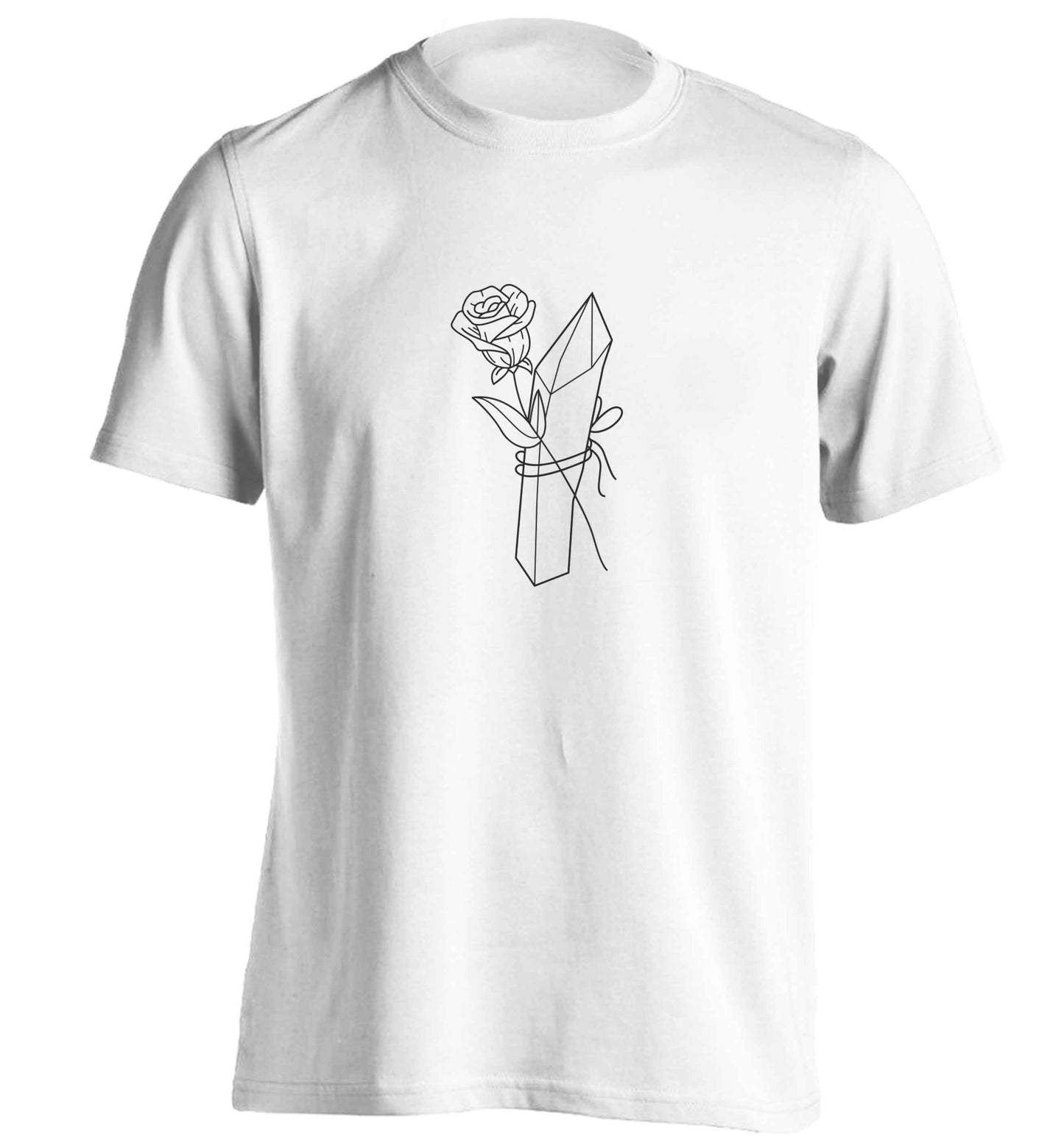 Rose crystal adults unisex white Tshirt 2XL