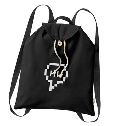 Hi organic cotton backpack tote with wooden buttons in black