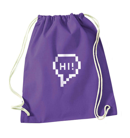 Hi purple drawstring bag
