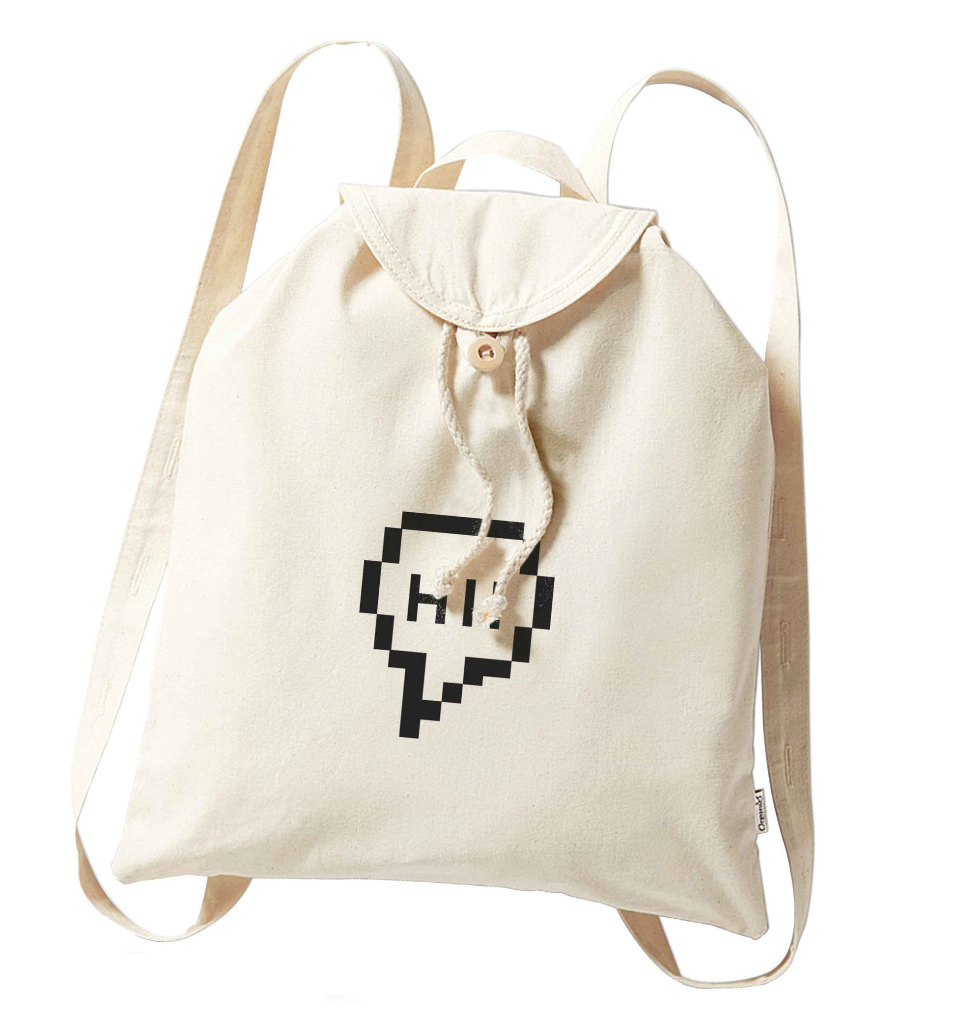 Hi organic cotton backpack tote with wooden buttons in natural