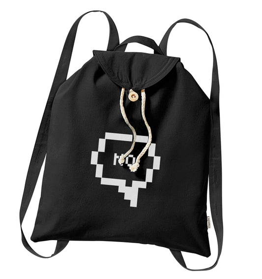No organic cotton backpack tote with wooden buttons in black