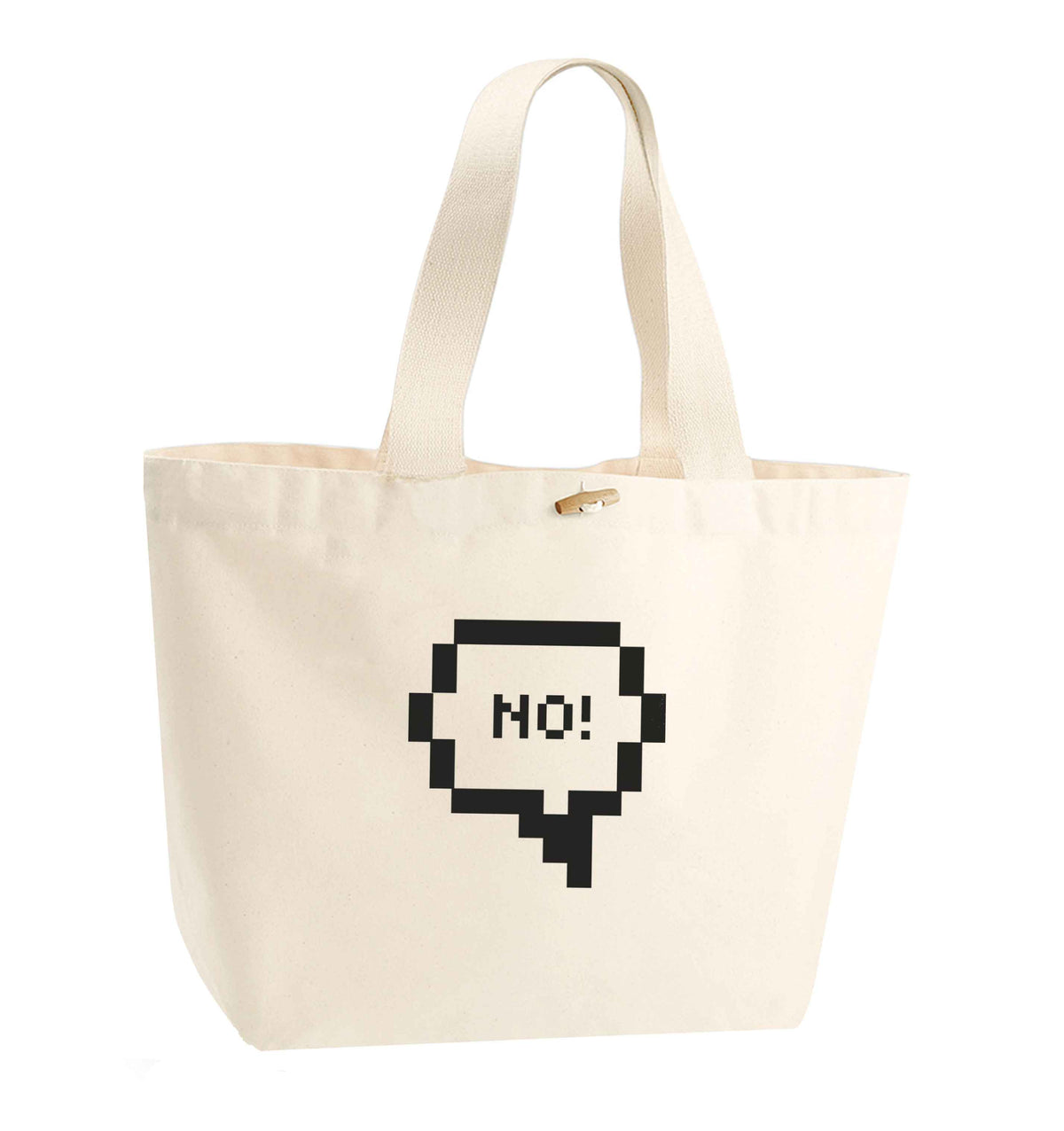 No organic cotton premium tote bag with wooden toggle in natural
