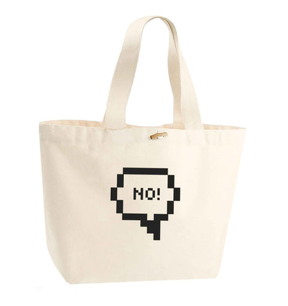 No organic cotton premium tote bag with wooden toggle in natural